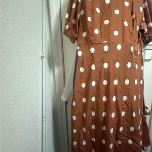 a new day Brown Polka Dot Midi Dress